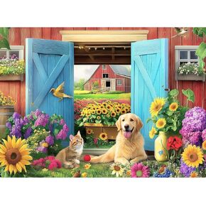 500 Piece Puzzle for Adults, Dog Jigsaw Puzzle, Spring Park Jigsaw Puzzles 500 Pieces Birthday Party for Family Kids and Adults, Funny Puzzle, Fun and Challenging Family Games 20.5×15 in