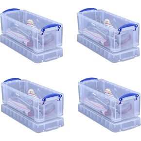 Really Useful Box Plastic Storage Box, 6.5 Liters, 17 1/2" x 7" x 6 1/4", Clear (Fоur Расk)