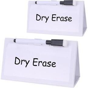 Mini Desktop Double-Side Dry Erase Boards, Foldable Double-Side Stand-up Whiteboard with Two Dry Erase Pens (Two Board)