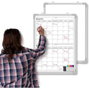 Lincia 36" x 24" Magnetic Vertical 3 Month Dry Erase Calendar for Wall Undated Horizontal Dry Erase Wall Calendar Planner Aluminum Frame Whiteboard for Home Office Projects Wall Fridge
