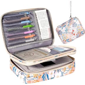Bible Cover For Girls, Dual-Layers Bible Case For women, Large Bible Bag With Multiple pockets, Carrying Case For Bible Study, Sturdy Book Protector (Floral-Beige)