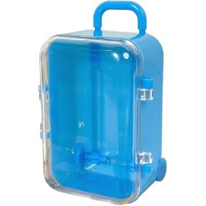 Mini Suitcase, Plastic Miniature Suitcase Dolls Accessories Mini Trunk Toy Small Purse Handbag Luggage Storage Box Dollhouse Decoration, Large, Blue