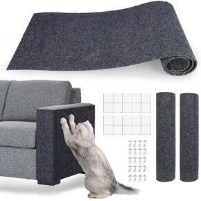2 Pack Cat Scratch Pad Cat Scratch Furniture Carpet Self-Adhesive Cat Scratch Couch & Scratching Carpet for Indoor Cats, Durable DIY Cat Tower Replacement(Grey)