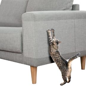 Cat Furniture Protector (Set of 4), Clear Self-Adhesive Pet Scratch Guard for Furniture,Sofa,Upholstery, Wall, Mattress, Car Seat, Door Protector Pad - (20" L x 8" W)
