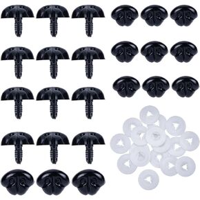 GORGECRAFT 30Pcs Large Plastic Doll Noses 27mm Black Safety Nose with Washers Crochet Sew Dog Nose Teddy Supplies for Bear Puppy Puppet Plush Stuffed Animals Amigurumi Accessory Doll Making Crafts