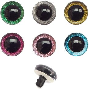 50 Pcs 12mm Glitter Plastic Safety Eyes Premium Half Round Eyes for Doll Teddy Bear DIY Craft Making (Multi)