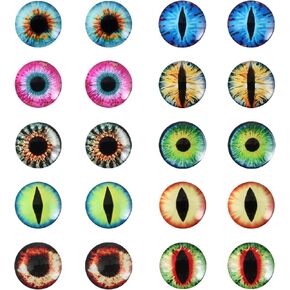 TOAOB 20pcs Glass Dragon Eyes Assorted Colors Cabochon Eyes 30mm Half Round Dragon Eyes for Clay Doll Making Sculptures Props and DIY Jewelry Making Findings