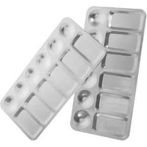 2Pcs Stainless Steel Color Mixing Trays for Painting Palette for Artists Durable Pigment Plates for Watercolor Oil Painting and Craft Projects