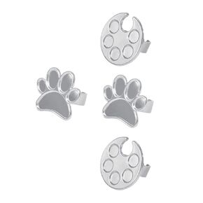 VALICLUD 4Pcs Nail Art Ring Silver Finger Paint Mixing Trays for Professional Home Use for Mixing Colors Gel Polish and Pigments at Salons Events