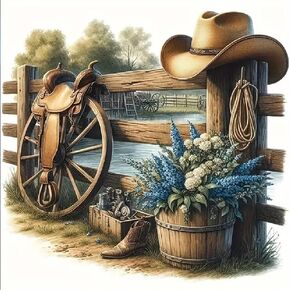 STGLCR Boot Diamond Painting Kits for Adults Farm,5D Flowers Diamond Art Kits for Beginners,DIY Full Drill Cowboy Hat Diamond Gem Art with Painting Kits for Home Wall Decor 12 x 12 Inch