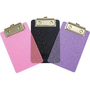 3 Pcs Acrylic Glitter Clipboard,Small Clipboards,Mini Clipboards,with Starry,Easily fit into Large Pockets,Purses,Small Notepad Suitable for Nurses,Students,Office A4 Letter Size