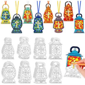 80 Pcs Religious Crafts Kits Jesus Lights The Way Crafts Color Your Own Jesus Lights for Kid Christian Gift Sunday School Classroom DIY Projects Activities Supplies Decor
