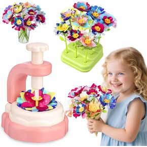 VROGTIK DIY Arts and Crafts Kits for Kids, Educational Toys for 3 4 5 6 7 8 9+ Year Old Girls, Fabric Flower Bouquets Toys Birthday Gifts for 3-12 Years Old Kids Build Your Own Flowers