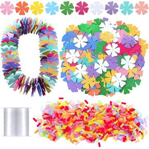 Yunlly Hawaiian Lei Making Kit Makes Makes 24 Paper Flower Necklace VBS Vabs Bible School Schools Flower Shape Luau Luau for Hawaiian Luau Tropical Party Decoration DIY Craft Decor