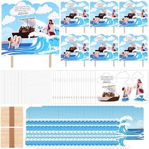 GlikCeil 24 Sets Jesus Walks on Water Craft Kit DIY Sunday School Crafts for Kids Christian Religious Jesus Faith Gifts for Kids Classroom Home VBS Sunday School Activities Party Decorations