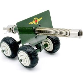 Stainless Steel Mini Launching Cannon Model That Shoots Firecrackers with Spring Recoil Mechanism, Metal Artillery Model Desk Ornament for STEM Learning & Backyard Fun & Collection Gift