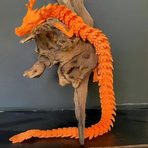 3D Printed Dragon Fidget Toy, 18in Surprise Mystery Dragon, Crystal Dragon Fidget Toy, Articulated Pye Dragon Fish/Display Cabinet/Home/Office Desktop Decor(Neon)-Color Changes with Angle