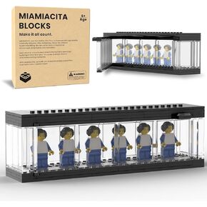 Display Case for Lego Minifigures, Display Stand Building Set with Swing Door & Modular Top, Stackable Showcase Holds 4-6 Figures, Compatible with All Standard Collectible Figures