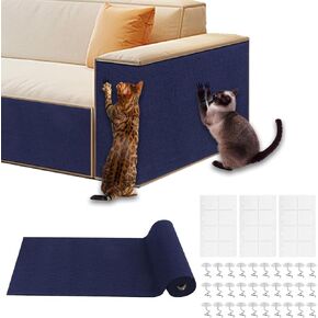 Cat Scratch Furniture Protector, 78.7"x15.8" Large Self-Adhesive Mat, Trimmable Scratch-Resistant Carpet for Sofa, Wall, Cat Tree & Door Protection, Durable Indoor Cat Scratcher Mat (Khaki)