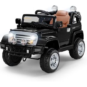 Dreamer X3 12V Kids Electric Car, Retro Ride On Car w/Parent Remote Control, Detachable Toolbox, 2 Speeds, Spring Suspension, Preset Music, 3.8 MPH Max Speed, LED Lights, AUX