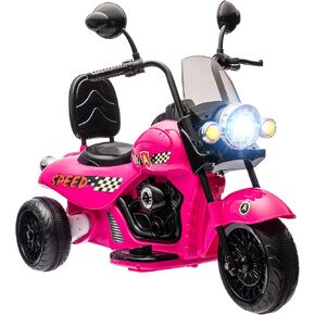 Qaba Electric Motorcycle for Kids, 3 Wheel 6V Battery Powered Chopper Motorbike, Ride on Motorcycle with Headlights, Music, Forward & Reverse for Boys and Girls Ages 3-6 Years, Gray