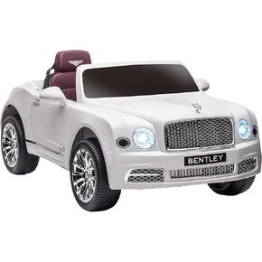 Aosom Bentley Mulsanne 12V Ride on Car, Battery Powered Car with Remote Control, Suspension, Startup Sound, LED Lights, MP3, Horn, Music, Forward and Backward, 2 Motors, White