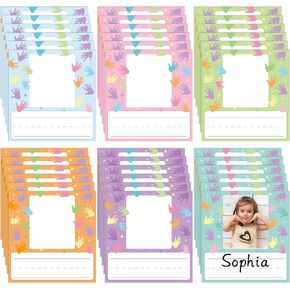 WATINC Photo Name Plates Classroom - 36PCS Desk Name Tags Labels with Photo Space for Student Kids, Nameplates Adhesive Sticker Bulletin Board Back to School Decoration for Desk Locker Bins (Rainbow)