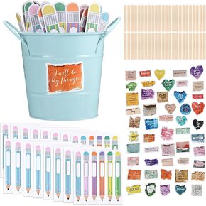 Pencil Flip Name Sticks with Box and Sticker Customized Wooden Stick Stickers Flip Name Sticks for Classroom Management Teacher Essentials Student Educational and Learning Activities,Blue
