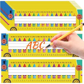 60 Pcs Crayons Name Tags for Classroom Waterproof Colorful Student Desk Nameplates with Alphabet Number Line Dry Erase Traditional Manuscript Board for Back to School Party Pre-k Teacher