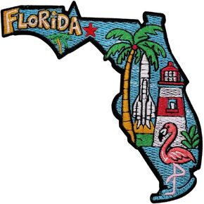 Proud Florida Patch – 4 inches, Cool Iron On Patch Florida – Embroidered Iron On/Sew On State Patches for Backpacks