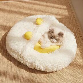 Cat Puppy Long Fur Bed Plush Bed Cute Cleate Sleep Bag Winter Warm Anti-Slip Bottom بأحجام متعددة أحجام فظيعة ناعمة مريحة (رمادية ، صغيرة)