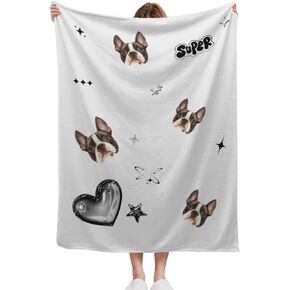 Customized Pet Blanket - Personalized Photo Blanket for Dogs & Cats, Soft Fleece Custom Throw Blankets with Picture Text for Home Decor, Gifts for Pet Lovers (30 * 40Inch, A8)