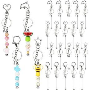 JOLOMAY 20 Set 1.8mm Thin Beadable Keychain Bar kit, Beaded Keychain Making Kit for DIY supplie Gift