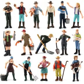 16Pcs Little Farmer People Figures, Plastic Farm Keeper Figurines Realistic Hand Painted Farmer People Figurines Preschool Educational Learn Cognitive Christmas Toys for Kids
