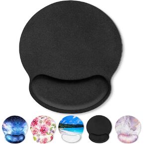 Mouse Pad with Gel Wrist Rest, Floral Ergonomic Mousepad with Wrist Support, Smooth Surface and Non-Slip PU Base, Portable Pain Relief Mousepad for Computer, Laptop, Office & Home