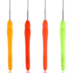 Crochet Hooks for Hair, 4 PCS Crochet Hooks Precision Metal Crochets Needles Dreadlock Crochets Hook Tool Small Knitting Hook Hair Highlighting Needles (1/1.25/1.5/1.75mm,4 Colors)