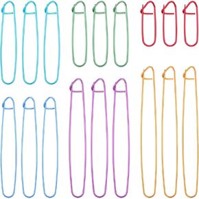 Qianyu 18 Pcs Knitting Stitch Holders Aluminum Colorful Yarn Stitch Holder Markers for Crocheting Practical Knitting Crochet Tools Notions or Crochet Sewing Crocheting Supplies DIY Blankets