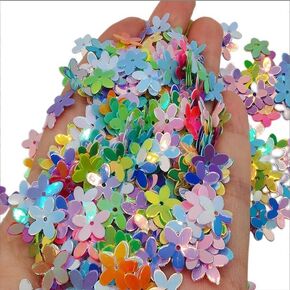 Assorted Color Sizes Glitter Flower Sequins, Mixed Loose Sequins Crafting Embellishments Christmas Clothes Jewelry Flower, for Sewing Crafts Wedding Decoration