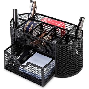 Desk Organizer Accessories Mesh, Saving Desktop Space, 9-Compartment Multifunctional Pen Holder, Used to Store Stationery in Office, Home, School, Classroom (Black 2)