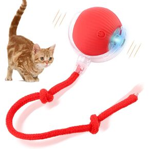 Electric Dog Ball Toy,Interactive Rolling Dog Ball,Chewy Vira-l Rolling Ball Chewie Vira-l Rolling Ball Active Rolling Ball for Dogs,360° Smart Automatic Rolling Pet Ball (Red,Size:2.56x2.2inch)