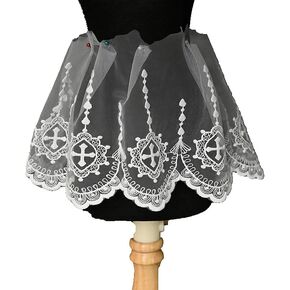 Lace Trim Ribbon, Cross Gothic Lolita Delicate Ribbon for Crafts Sewing and Bridal Wedding Dress Applique Decorations, 5 Yards (White)