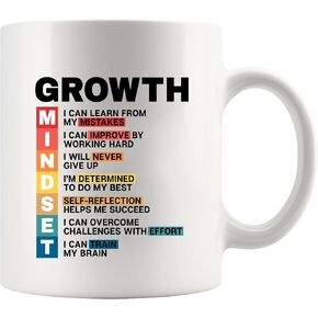 Growth Mindset Definition Mug Inspirational Gifts for Women Men Motivational Gifts For Son Daughter Coworkers Employees Students Novelty Drinkware Ceramic Mug 11 oz White