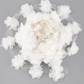 FINGERINSPIRE 10 Yards 25mm Chiffon 3D Flower Cluster Lace White Trim for Bridal Wedding Dress