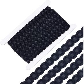 GORGECRAFT 10 Yards Faux Leather Braid Trims 13mm Wide Black Flat Braided Upholstery Strap Trim Lace Ribbon Gimp Cord Woven Edge Trimmings Webbing for Home Decor Garment Accessories DIY Sewing Crafts