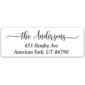 Return Address Labels Personalized Custom Script Mailing Labels for Envelopes, Self-Adhesive Flat Sheet Rectangle Name Stickers Made in The USA (Set of 60)