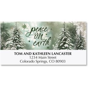 Peaceful Trees Deluxe Christmas Address Labels - Set of 48, Large Self-Adhesive, Flat-Sheet Labels