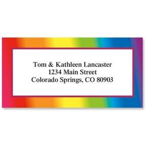 Rainbow Personalized Border Return Address labels- Set of 144 1-1/8" x 2-1/4" Self-Adhesive, Flat-Sheet labels, By Colorful Images