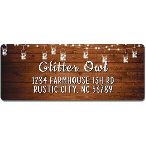 Personalized Return Address Labels Rustic - Set of 120 Farmhouse Style Custom Mailing Labels for Envelopes, Self Adhesive Flat Sheet Rectangle Personalized Name Stickers (Watering Can)