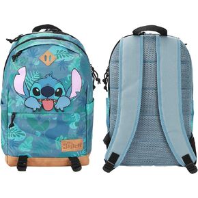Disney Stitch Tropical Print 17.5" Hooded Backpack