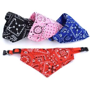 Nokolulu Adjustable Dog Bandana Scarf 4 Pack | Boho Design for Dog Boy Girl | Reusable Pet Bib with Vibrant Geometric & Floral Patterns | Stylish & Comfortable for Medium Dogs